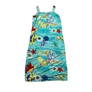Planet Fish dress, size women's medium; Vintage; Flowers & fish design; hawaiian